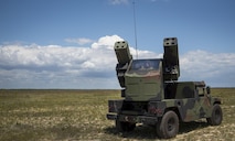 Spc. Christopher Bazan, Florida National Guard 3rd Battalion, 265 Air Defense Artillery Regiment, points the Avenger’s turret downrange April 20.  The unit along with the Army’s Stinger Based Systems used the Eglin Air Force Base range to test fire stinger missiles from the vehicle. (U.S. Air Force photo/Samuel King Jr.)
