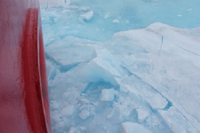 The multi-year, extremely thick ice that HEALY has battled through this week.