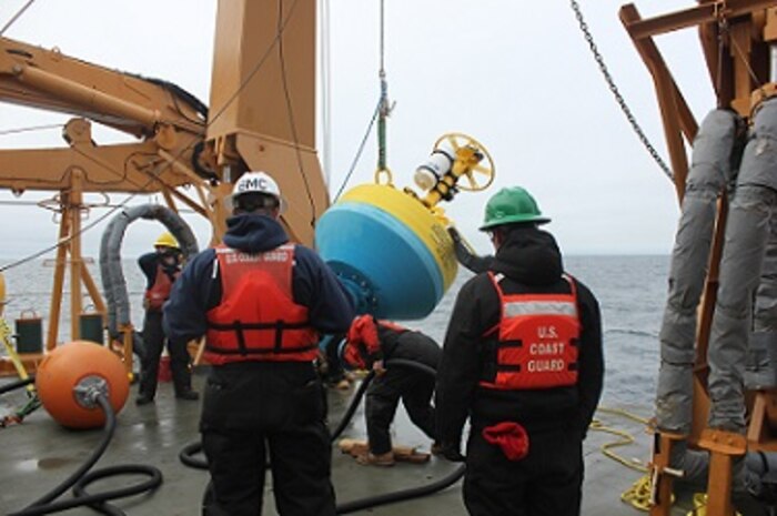The Deck Department deploying a NOAA sonobuoy.