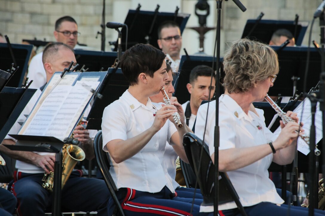 The Marine Band will perform outdoor summer concerts Wednesday, Aug. 2 and Thursday, Aug. 3, at 8 p.m. on the west terrace of the U.S. Capitol. (USMC photo by Master Sgt. Kristin duBois/released)