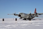An LC-130 "Skibird" from the New York Air National Guard's 109th Airlift Wing based out of Stratton Air National Guard Base, Scotia, New York, takes off from a forward airfield known as Raven Camp near Kangerlussuaq, Greenland July 28, 2017. Raven Camp is used to train aircrews on LC-130 operations on skiways. 