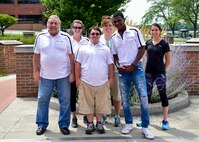 (From left) John Morgan, Tammy Danes, Alberto Talance, U.S. Air Force Maj. Tina Hannasch, Ben Ringlod and U.S. Air Force Tech. Sgt. Kayla Schlund, volunteers from Direct Link and 910th Airlift Wing, pose for a photo after a day’s work July 26, 2017, here. Job Developers with direct link like Danes help members of the program find and retain employment that matches their personal skills and interests. (U.S. Air Force Photo by Senior Airman Jeffrey Grossi.)