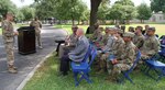 Lt. Gen. Jeffrey S. Buchanan, senior commander, Fort Sam Houston and Camp Bullis addressed Army Emergency Relief Project Officers Aug. 1 at the historic quadrangle. Buchanan thanked the project officers who make 100% contact with Soldier and civilian during the AER campaign that ran March 1 – May 15. Donations increased 19% this year and Buchanan presented a check in the amount of $149,245.45 to AER Director Lt. Gen. (Ret.) Raymond V. Mason. AER is a private non-profit organization dedicated to providing financial assistance to Active Duty and Retired Soldiers and their Families in interest-free loans and grants. 