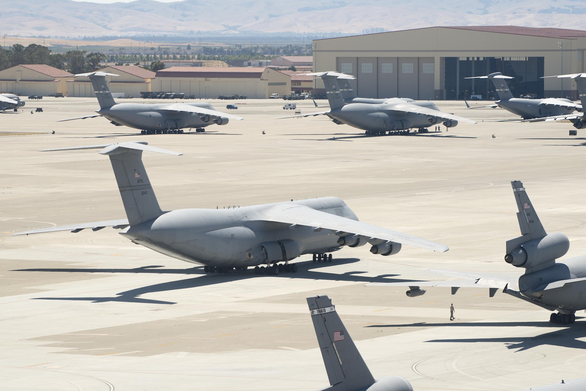 A C-5A Galaxy lands at Travis Air Force Base, Calif., July 26, 2017. The C-5, Tail No. 0451, spent nearly 20 years operating at Travis from 1973 to 1992 and is the Air Force's second-to-last operational C-5A. The aircraft is slated to be placed on static display at the Travis Heritage Center. (U.S. Air Force photo/ Heide Couch)