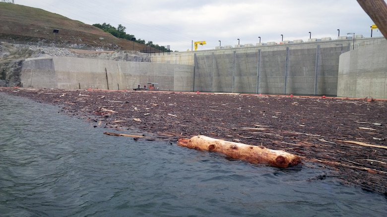 Prolonged drought followed by heavy winter rains floated tons of debris on Folsom Lake, much winding up near the gates of Folsom Dam. The Bryte Yard team took a work boat to the scene and removed the debris.