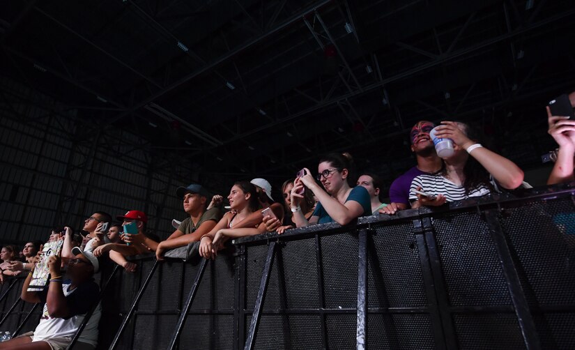 A crowd cheers during a live performance of 3 Doors Down at Music Fest 2017 here July 29.