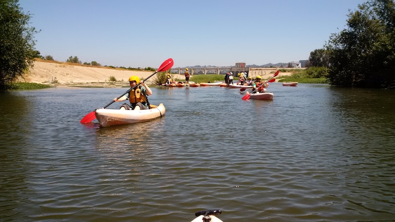 U.S. Army Corps of Engineers Planning Associates paddle the Los Angeles River at Sepulveda Basin in Encino, California, July 20 as part of the Watershed Planning Course. The associates were students of the course that covered Integrated Water Resources Management principles, Corps watershed planning steps and stakeholder perspectives, with the Los Angeles River serving as the case study.