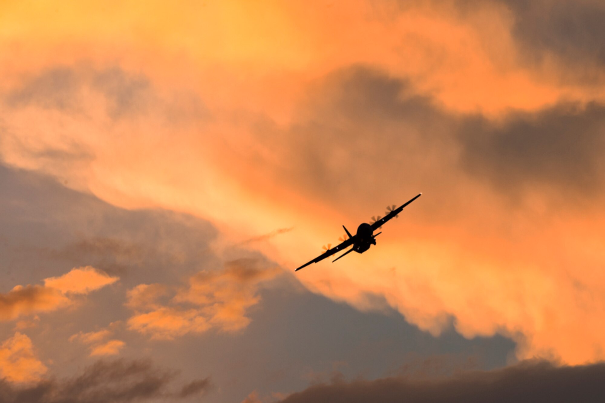 A U.S. Air Force C-130J Super Hercules maneuvers