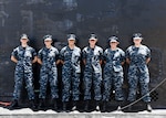 170721-N-LY160-0018 PEARL HARBOR (July 21, 2017) -  Group of midshipmen stand aboard the Virginia-class fast attack submarine USS Texas (SSN 775) for a photo shoot. The midshipmen are participating in their summer cruise training development program. (U.S. Navy photo by Mass Communication Specialist 2nd Class Michael H. Lee)