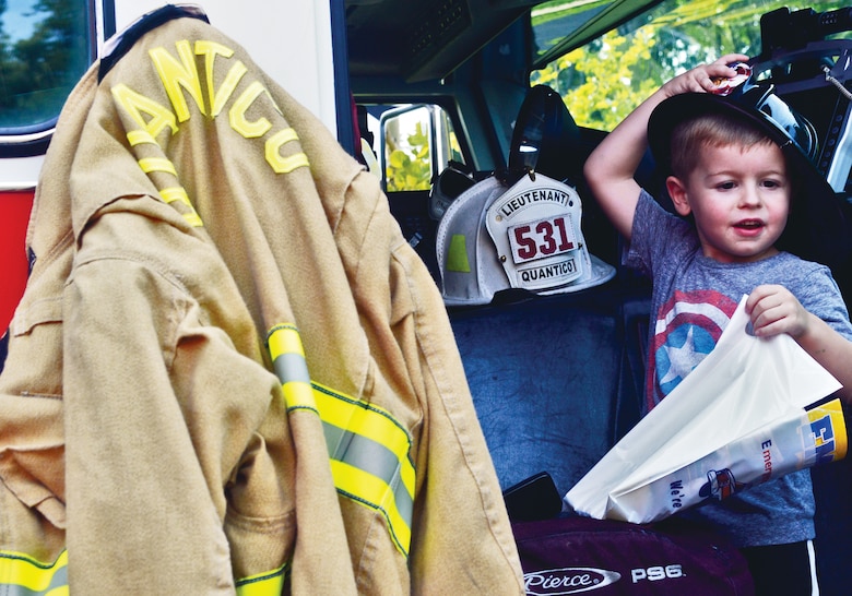 Whether he wants to be the next Captain America or lieutenant of Quantico Fire and Emergency service, this future hero was just happy to be sitting in the passengers seat of a real life fire truck.