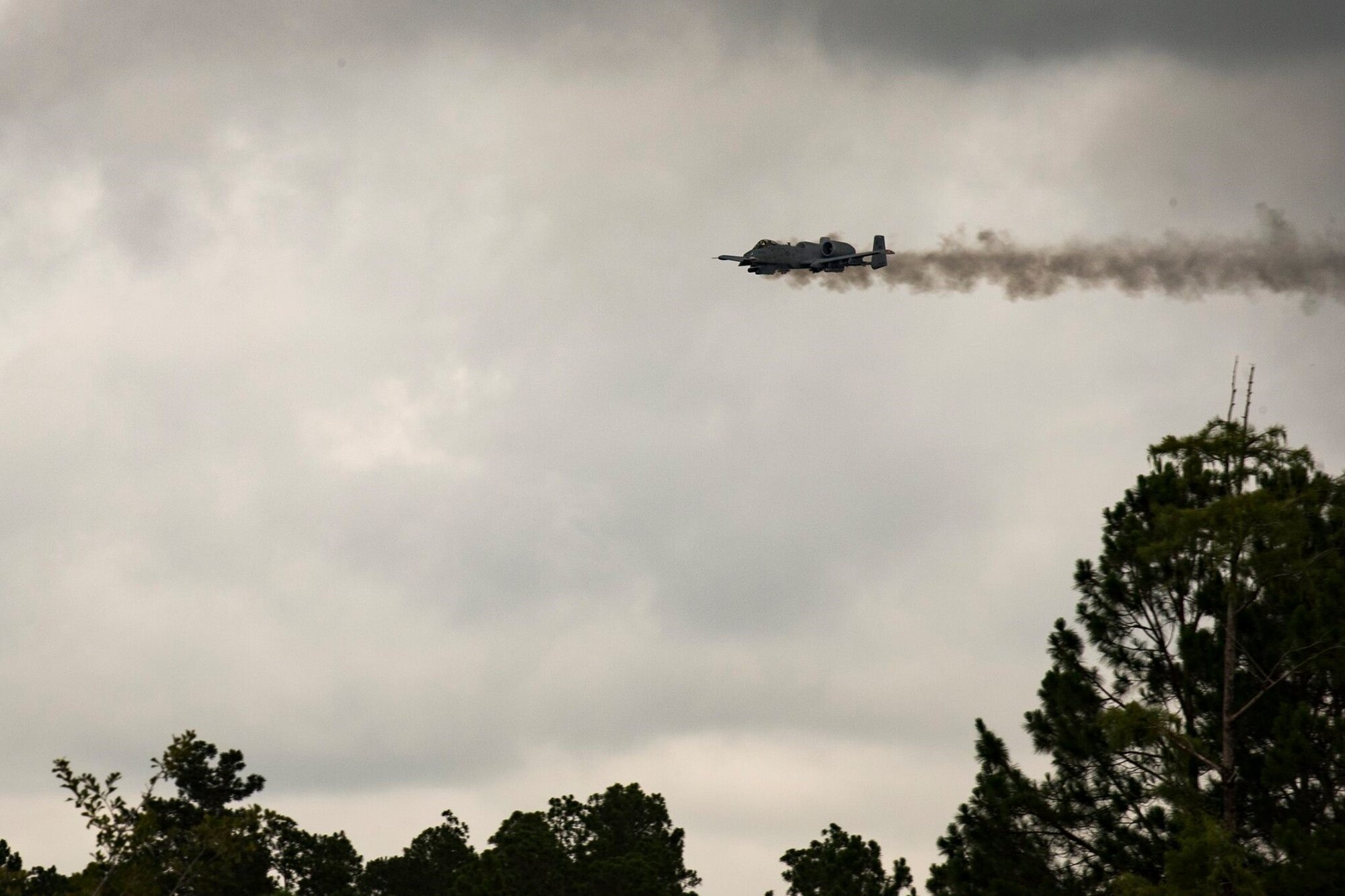 An A-10C Thunderbolt II shoots the GAU-8/A Gatling gun during training.