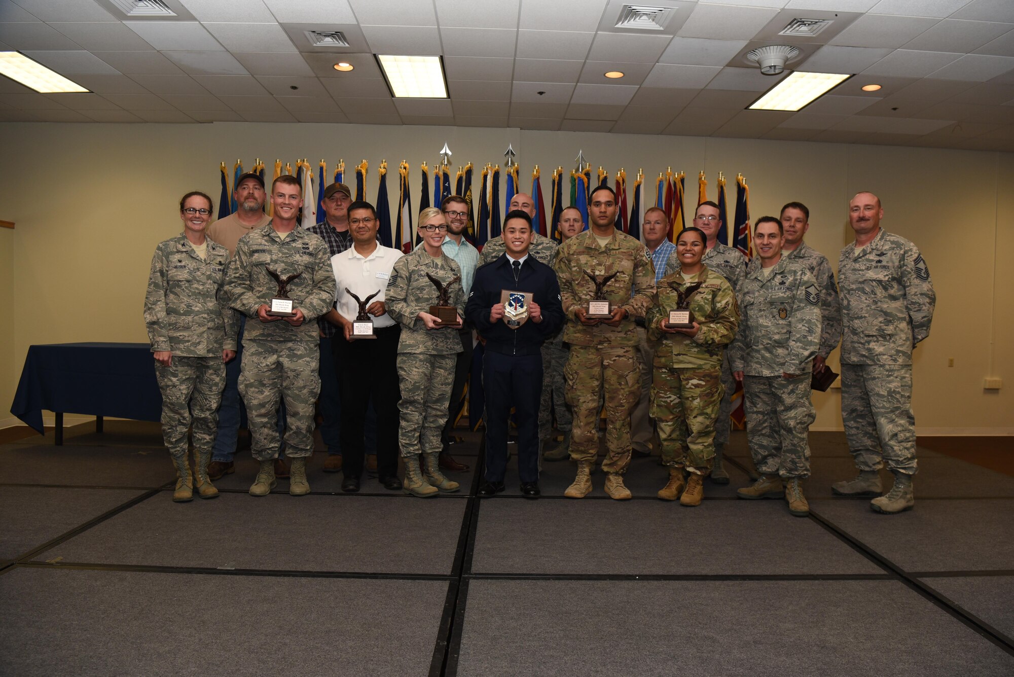Airmen, families and friends of the 90th Missile Wing gathered, Aug. 3, in the Trail’s End Club on base to celebrate the 2017 second quarter award winners.