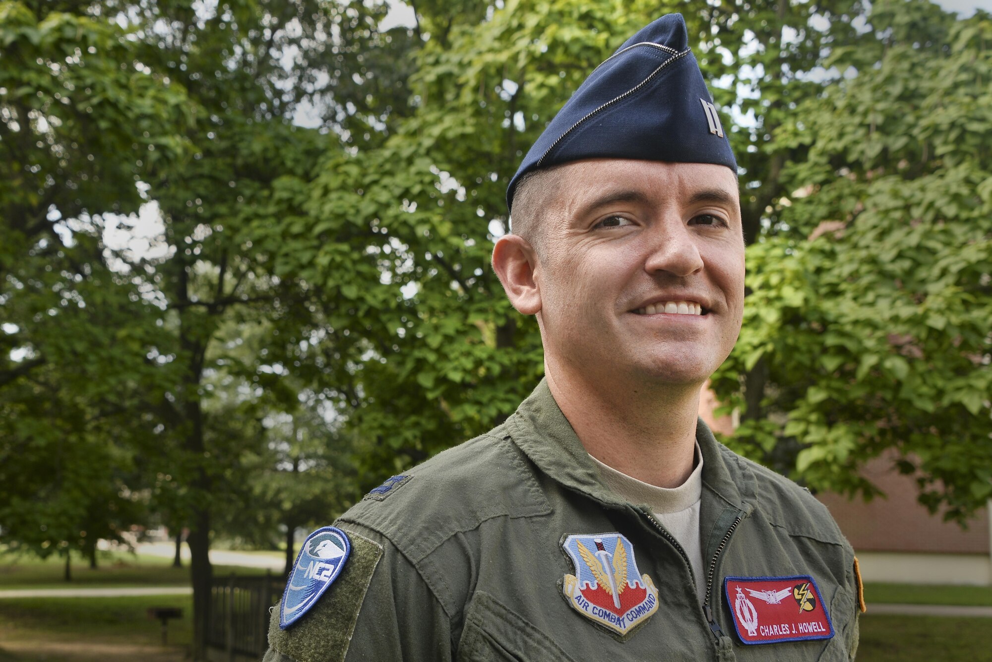 Portrait of Capt. Charles Howell in his flight suit.