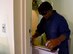 Tyriq Moore, Goldsboro Summer Youth Employment Initiative Program participant, repairs a dorm room shower basin during his internship, Aug. 3, 2017, at Seymour Johnson Air Force Base, North Carolina. The city of Goldsboro conducted the youth summer intern program for the youth of Wayne County, North Carolina to gain employment experience. (U.S. Air Force photo by Airman 1st Class Victoria Boyton)