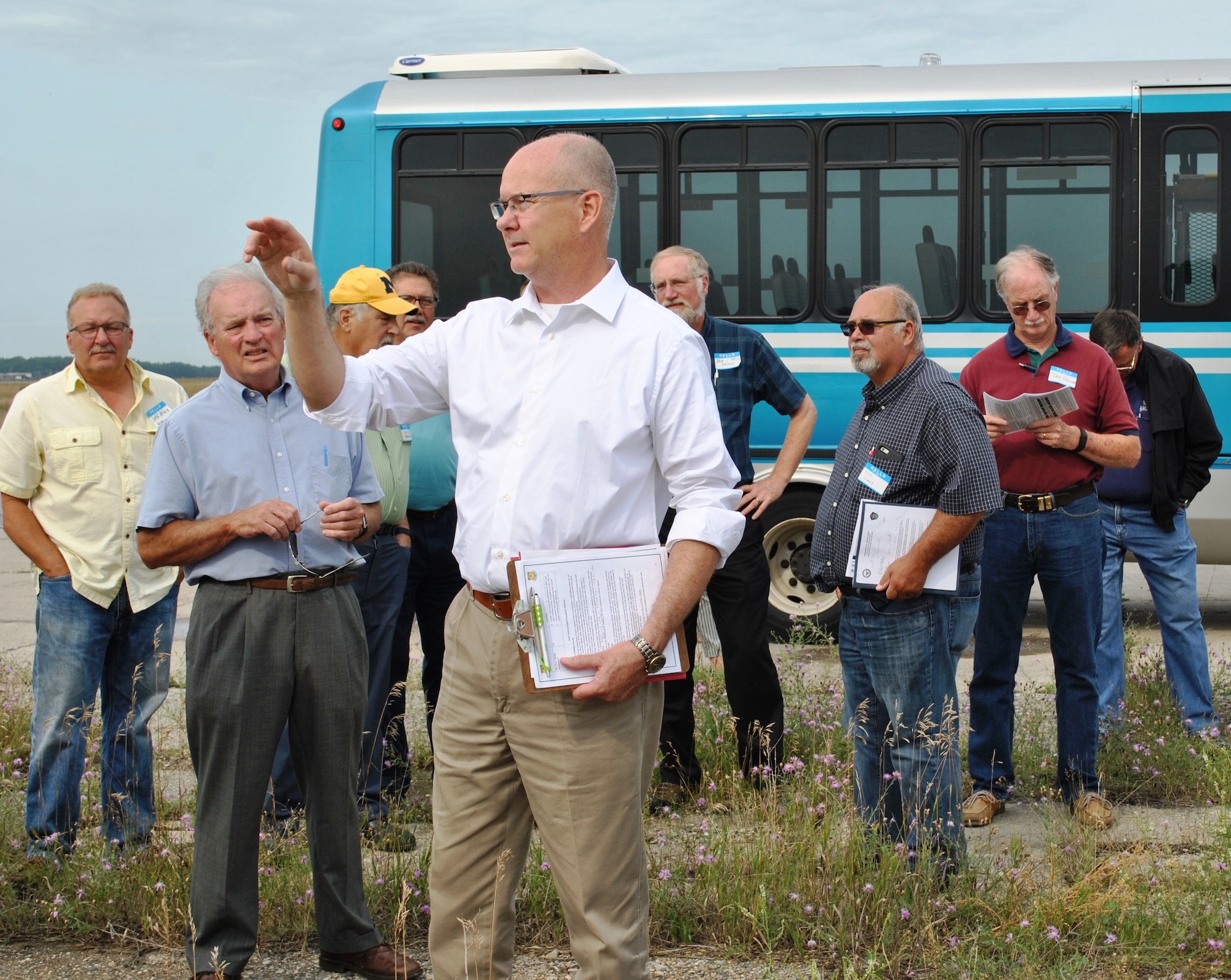 New members of the Wurtsmith Restoration Advisory Board took a site tour Aug. 2 to learn about environmental restoration activities