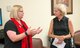 Sally Thornberry, right, speaks with a member from the Airman and Family Readiness Center at Dyess Air Force Base, Texas, Aug, 3, 2017. Thornberry joined her husband, U.S. Congressman Mac Thornberry R-Texas, on his visit to Dyess to learn about the different agencies on base and how they operate. (U.S. Air Force photo by Senior Airman Austin Mayfield)