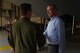 U.S. Congressman Mac Thornberry R-Texas, right, greets Capt. Jesse Moulton, 39th Airlift Squadron C-130J Super Hercules pilot, at Dyess Air Force Base, Texas, Aug. 3, 2017. U.S. Rep. Jodey Arrington, R-Texas, and Thornberry had the opportunity to tour a C-130J assigned to the 317th Airlift Wing and a B-1B Lancer assigned to the 7th Bomb Wing during their tour of Dyess. (U.S. Air Force photo by Airman 1st Class Emily Copeland)