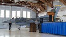 Col. James Keen, 54th Fighter Group commander, gives a speech during the 8th Fighter Squadron activation ceremony at Holloman Air Force Base, N.M. Aug. 4, 2017. The 8th FS has been reactivated six years after its last inactivation May 13, 2011. The 8th FS, which was first activated at Selfridge Field, Mich., Jan. 16, 1941, has maintained and piloted various styles of aircraft, including the P-40 Warhawk, the P-38 Lightning, the F-117 Nighthawk and the F-22 Raptor. (U.S. Air Force photo by Airman 1st Class Alexis P. Docherty)