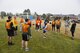 Members of the 90th Logistics Readiness Squadron soccer team warm up before their match during the annual Frontiercade soccer competition at F.E. Warren Air Force Base, Wyo., Aug. 4, 2017. Frontiercade is an event held yearly on base to promote friendly competition amongst the units of the 90th Missile Wing. (U.S. Air Force photo by Staff Sgt. Christopher Ruano)