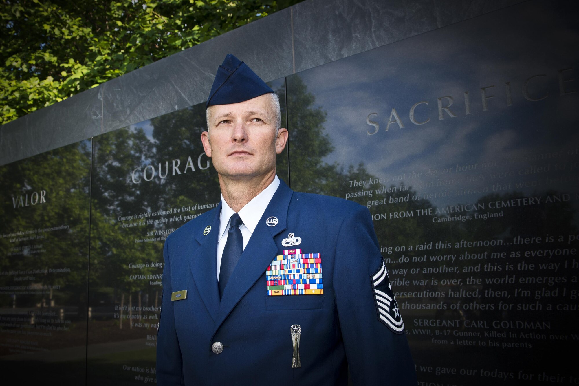 Senior Master Sgt. Jason Handa, the Air National Guard's 2016 Outstanding First Sergeant of the Year, poses for a photo at the Air Force Memorial in Washington D.C. May 31, 2017. Handa is assigned to the 162nd Wing, Arizona Air National Guard, and was chosen for the honor among all first sergeants across the Air National Guard.