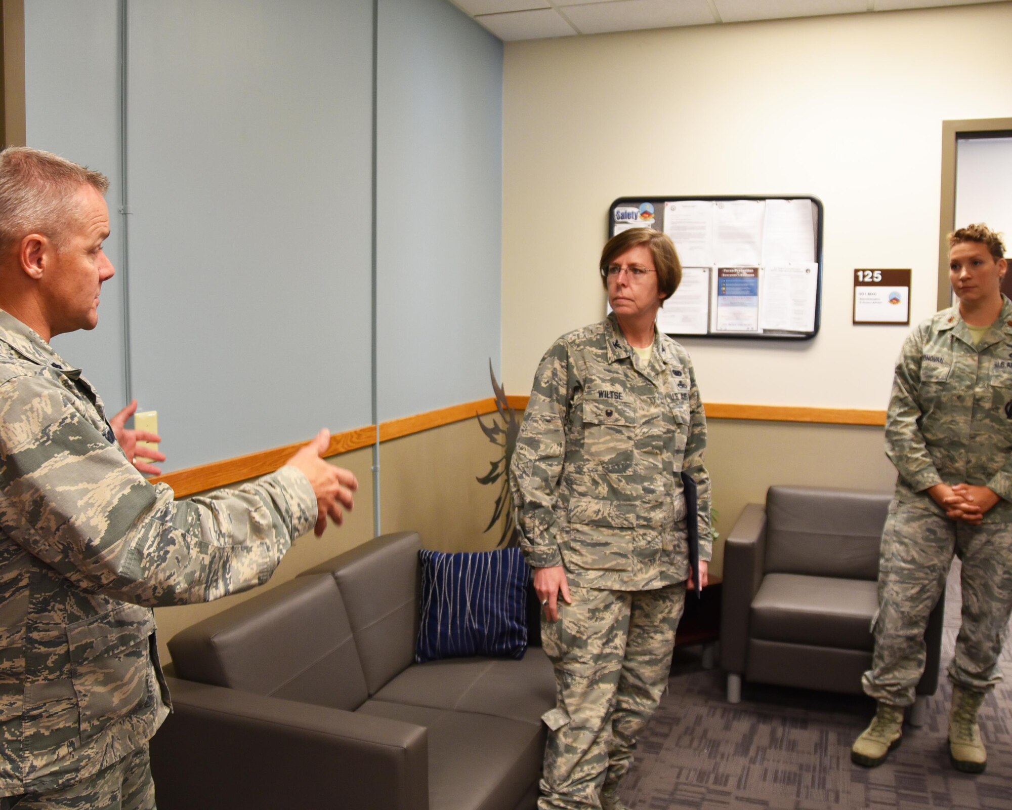 Col. Gretchen Wiltse, 4th Air Force Director of Logistics, Engineering and Force Protection, visited the Citizen Airmen of the 931st Air Refueling Wing, Aug. 4-5, 2017. Wiltse spent the days touring the 931 ARW and 22nd Air Refueling Wing facilities, meeting with Airmen and senior leaders, and discussing issues affecting total force and the Air Force Reserve. (U.S. Air Force photo by Tech. Sgt. Abigail Klein)