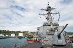The Arleigh Burke-class guided-missile destroyer USS Barry (DDG 52) arrives in Guadalcanal to commemorate the 75th anniversary of the Guadalcanal Campaign. The 75th commemoration is a tribute to the courage, service, and sacrifice of those who fought in the Guadalcanal Campaign of World War II.