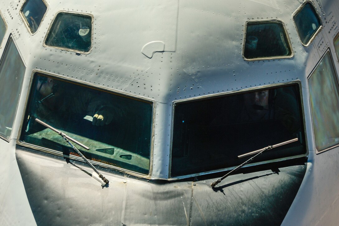 An Air Force E-8C Joint Surveillance Target Attack Radar System prepares to receive fuel.