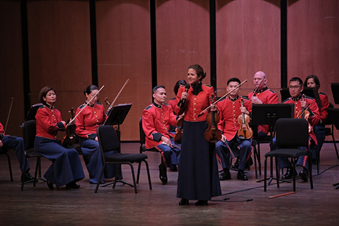 The Marine Chamber Orchestra performed a unique concert featuring only the collaboration of the string players and no conductor on July 29, 2017 at Northern Virginia Community College's Schlesinger Concert Hall in Alexandria, Va. The performance included Johannes Brahms' Liebeslieder Waltzes, arranged by Friedrich Hermann, Joseph Haydn's Concerto No. 2 in D for Cello and Orchestra, Opus 101; and Arnold Schoenberg's Verklärte Nacht, Opus 4.
