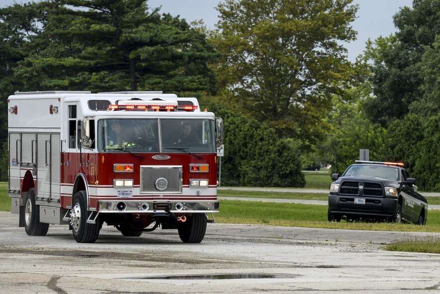 Police and Firetruck responding to scene