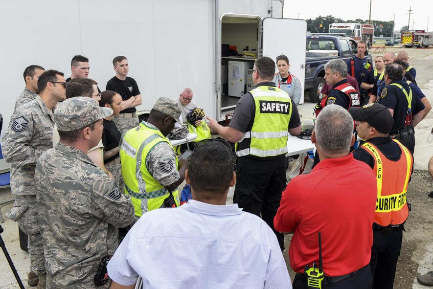 Group of people receiving a briefing