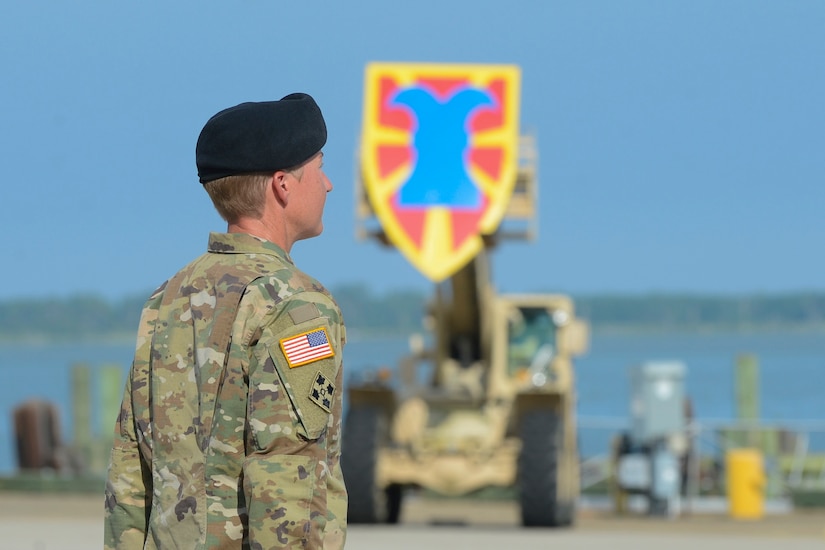 U.S. Army Soldiers and civilians from the 7th Transportation Brigade (Expeditionary) welcomed their new commander during a change of command ceremony at Joint Base Langley-Eustis, Aug. 4, 2017.