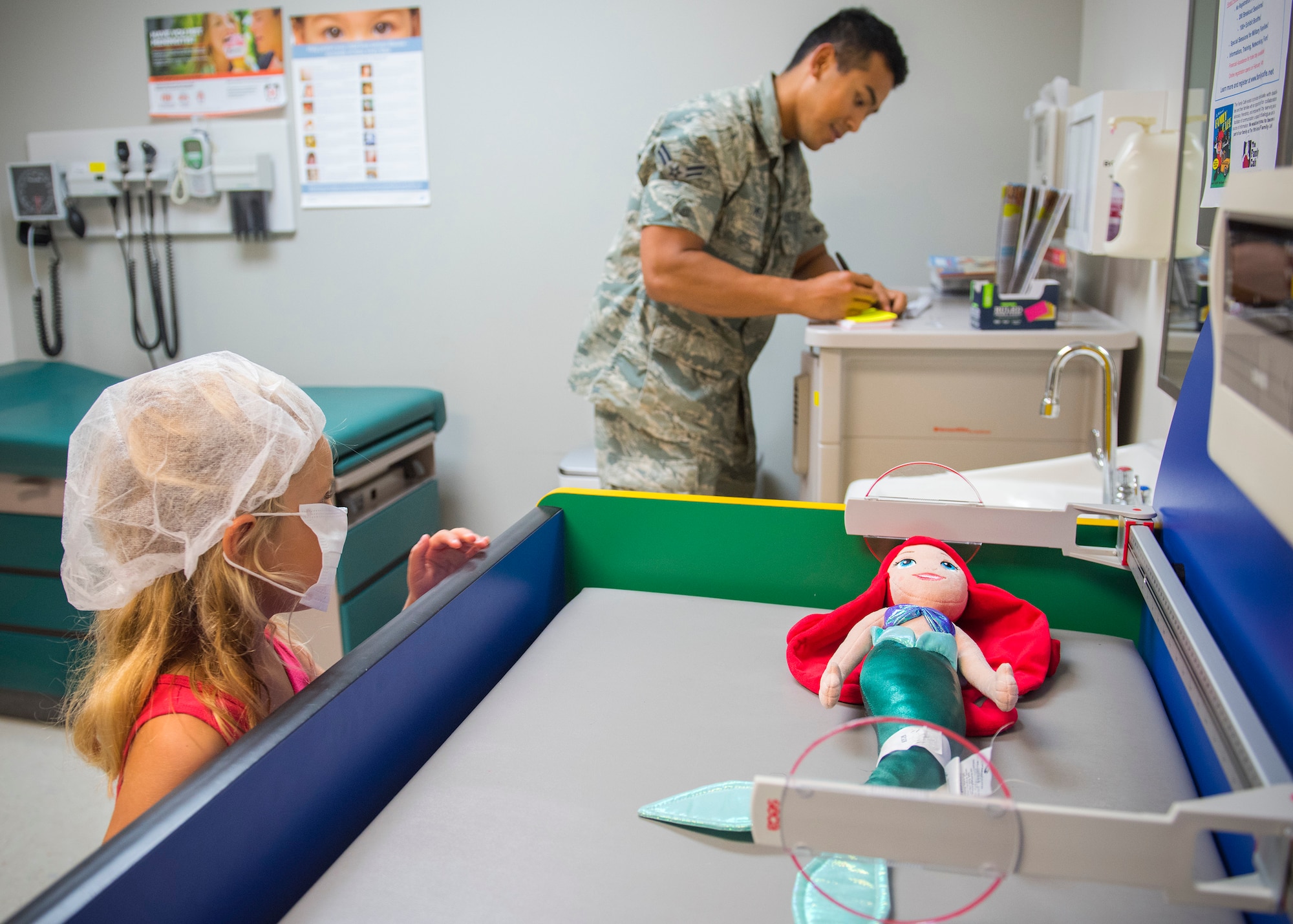 The 96th Medical Group's pediatric clinic hosted 127 children during their first Teddy Bear Clinic to educate them about hospital procedures and to demonstrate what they may expect if they need to see a doctor.