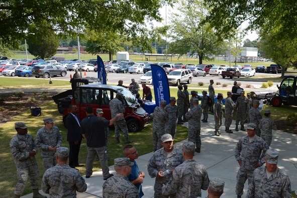 U.S Air Force Airmen visit vehicle and equipment vendors during the Vehicle Transformation and Acquisition Council meeting at Joint Base Langley-Eustis, Va., Aug. 2, 2017. Key leaders meet at VTAC each year to discuss the future of the vehicle management career field. (U.S. Air Force photo/Airman 1st Class Kaylee Dubois)