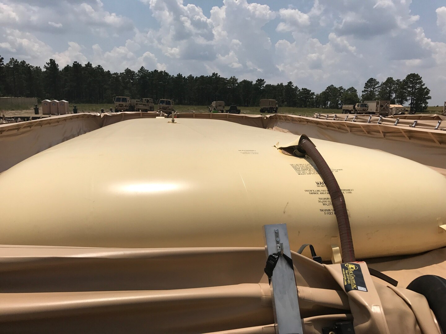 Fuel bladder filling at Joint Base McGuire-Dix-Lakehurst, New Jersey for Quartermaster Liquid Logistics Exercise.