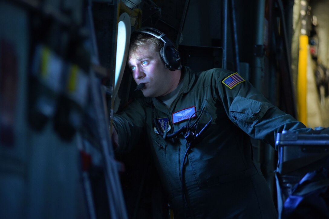Airman 1st Class Ryan Rhoades fly’s in a LC-130 Skibird to East Greenland Ice Core Project.