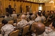 Family members, friends and unit members listen to U.S. Air Force Lt. Col. Michael A. Desantis, commander, 514th Operations Group, 514th Air Mobility Wing, during the 514th Operations Group Assumption of Command ceremony at Joint Base McGuire-Dix-Lakehurst, N.J., August 6, 2017. The 514th Operations Group is comprised of the 76th and 78th Air Refueling Squadrons, the 732nd Airlift Squadron, the 514th Aeromedical Evacuation Squadron, the 514th Operations Support Squadron, and the 514th Air Mobility Operations Squadron. (U.S. Air Force photo by Master Sgt. Mark C. Olsen/Released)