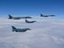 Two U.S. Air Force B-1B Lancers assigned to the 37th Expeditionary Bomb Squadron, deployed from Ellsworth Air Force Base, South Dakota, flew from Andersen Air Force Base, Guam, for a 10-hour mission, flying in the vicinity of Kyushu, Japan, the East China Sea, and the Korean peninsula, August 8, 2017. During the mission, the B-1s were joined by Japan Air Self-Defense Force F-15s as well as Republic of Korea Air Force F-15s, performing two sequential bilateral missions. These flights with Japan and the Republic of Korea (ROK) demonstrate solidarity between Japan, ROK and the U.S. to defend against provocative and destabilizing actions in the Pacific theater. (Courtesy photo)