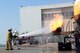 178th Wing Fire Emergency Services members practice fighting fires in a simulation at Rickenbacker Air National Guard Base in Columbus, Ohio, August 3, 2017. 178th fire fighters receive certification training annually to test their skills, and practice putting out fires. (Ohio Air National Guard photo by Senior Airman Rachel Simones)