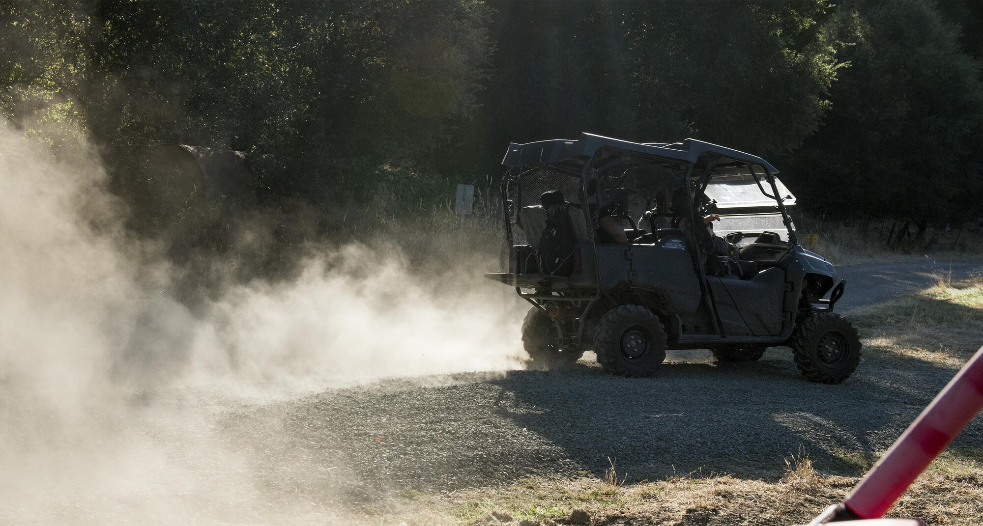 .S. Air Force Survival, Evasion, Resistance and Escape instructor augmentees are transported to the drop off location where they will begin their mission to find the Travis aircrew members hiding from them the woods, during a SERE training session in a remote area near Travis Air Force Base, Calif., Jul. 17, 2017.
