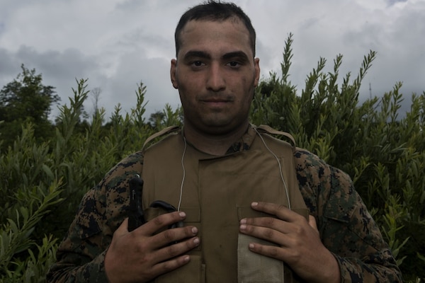 U.S. Marine Corps Lance Cpl. Tyler Varias, a mortar man, with Weapons Company, 1st Battalion, 25th Marine Regiment, 4th Marine Division, Marine Forces Reserve, participates in Exercise Northern Strike 17 at Camp Grayling Joint Maneuver Combat Center, Michigan from July 29 to Aug. 12, 2017. Exercise Northern Strike is a National Guard Bureau-sponsored training exercise that unites service members from multiple branches, states and coalition countries to conduct combined ground and air combat operations. (U.S. Marine Corps photo by Lance Cpl. Imari J. Dubose/Released).