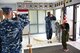 Sailors from Navy Operations Support Center Youngstown salute during a piping aboard ceremony to welcome nine-year-old Donovan Bellamy, the 910th Airlift Wing’s 65th Pilot for a Day honoree, into their building. Bellamy, a patient at Akron Children’s Hospital, was nominated for the program by his nursing staff and commissioned as an honorary second lieutenant. He spent the day at Youngstown Air Reserve Station and experienced fun military-themed activities. (U.S. Air Force photo/Eric White)