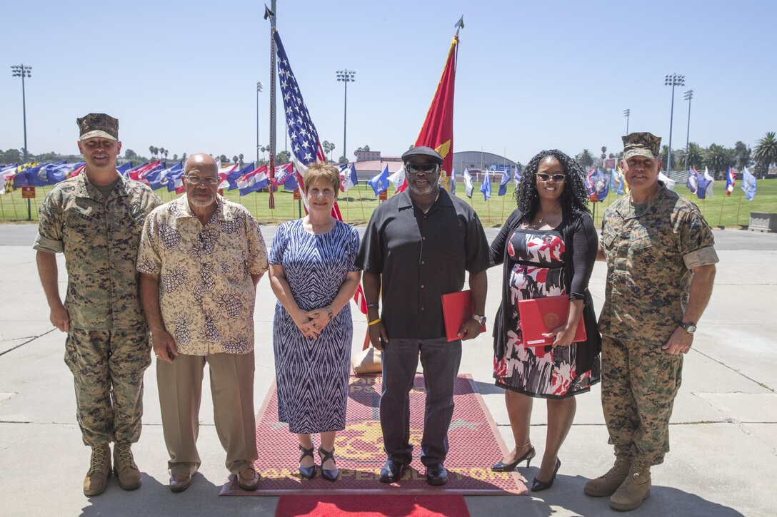 U.S. Marine Corps Brig. Gen. Kevin J. Killea, Commanding General, Marine Corps Installations-West, Marine Corps Base Camp Pendleton, hosts the Civilian Awards Ceremony at Marine Corps Installations-West, Marine Corps Base Camp Pendleton Headquarters, August 8, 2017. The awards are given to honor the civilian’s service to the federal government and to recognize their accomplishments aboard the installation. (U.S. Marine Corps photo by Pfc. Noah Rudash)