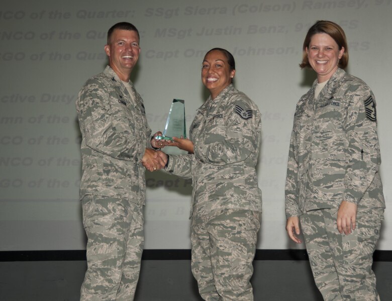 The 916th Air Refueling Wing presented multiple awards to Airmen during the August unit training assembly at Seymour Johnson Air Force Base, N.C. (U.S. Air Force photo/Senior Airman Kayla Newman)