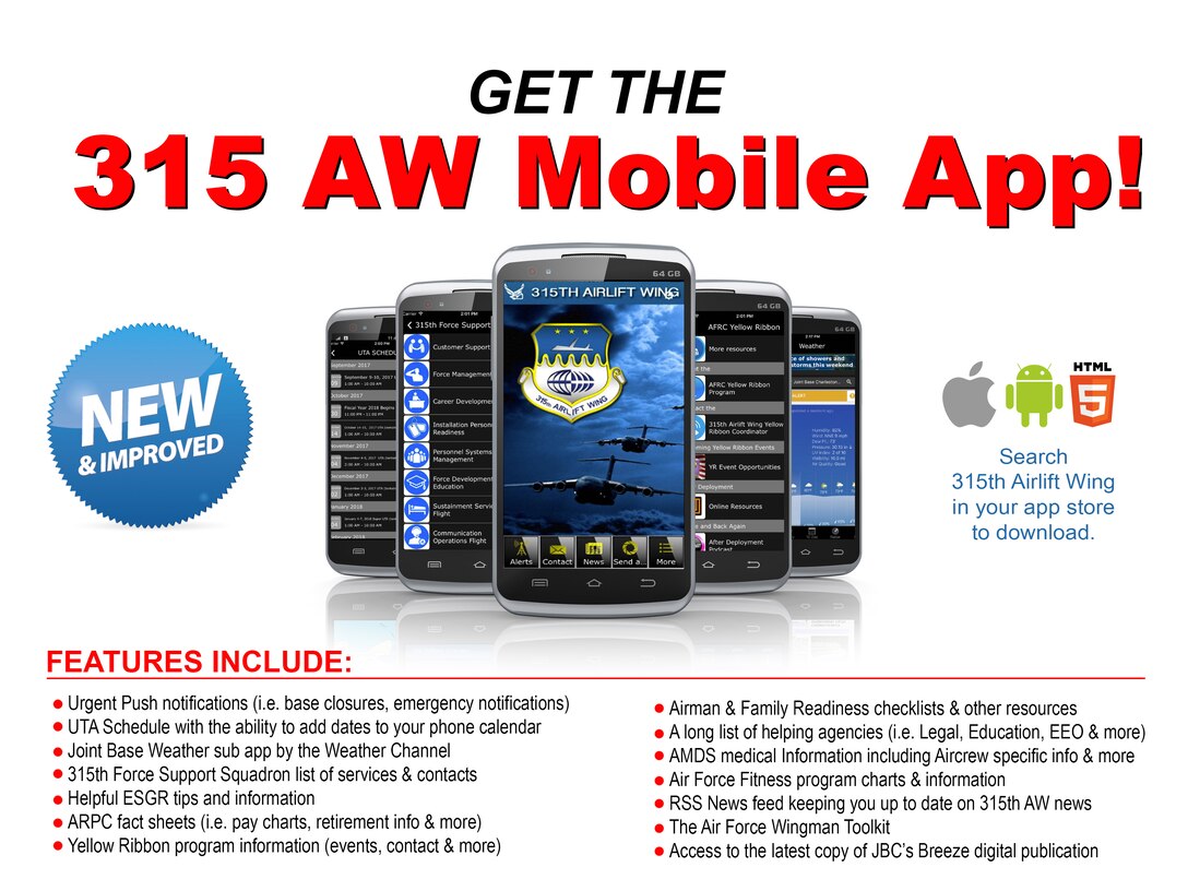 Download the new 315th Airlift Wing mobile app from you app store today.