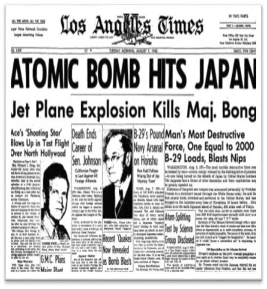 The B-29 Superfortress “Enola Gay” dropped the first atomic bomb, dubbed “Little Boy,” during the attack on Hiroshima, Japan, during World War II on August 6, 1945. On August 6, the same day as the bombing of Hiroshima, Maj. Richard Ira Bong, a former Lockhead P-38 Lightning pilot and Medal of Honor recipient was killed when the Lockhead P-80 Shooting Star he was piloting during a test flight exploded midflight. Fairchild AFB‘s “Bong Street,” was named in honor of him. (Courtesy Photo)