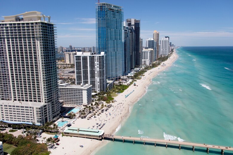 Beach renourishment on both sides of Sunny Isles Beach Pier