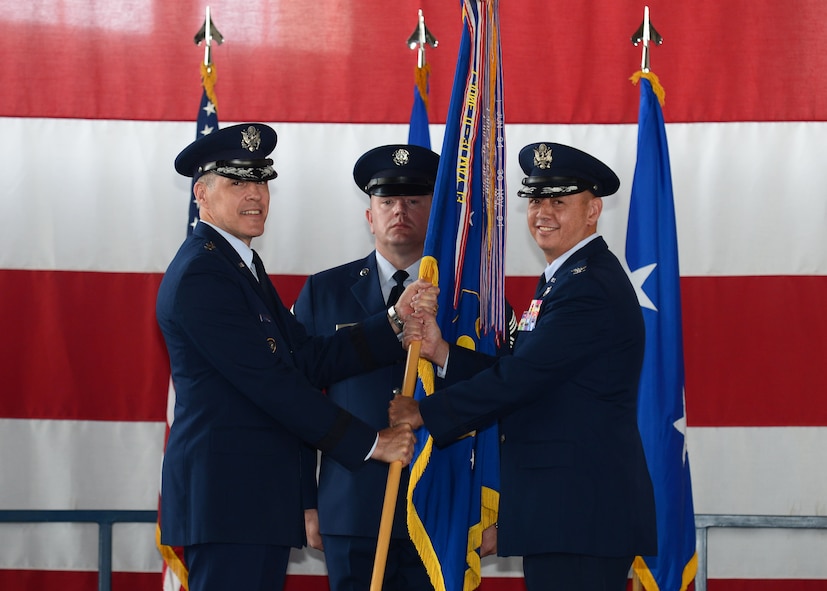 Col. John R. Edwards assumes command of the 28th Bomb Wing during a change of command ceremony at Ellsworth Air Force Base, S.D.