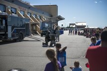 U.S. Air Force Airmen assigned to the 354th Civil Engineer Squadron perform an explosive ordnance disposal (EOD) demonstration at the Eielson Air Force Base, Alaska, Open House, August 5, 2017. EOD as well as the military working dogs held a demonstrations for the event. (U.S. Air Force photo by Airman 1st Class Isaac Johnson)