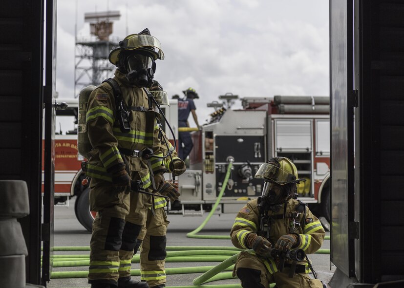 374th Civil Engineering Squadron firefighters
