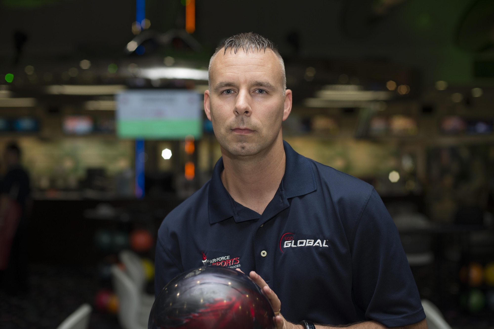 Tech. Sgt. Chuck Kropog, 374th Civil Engineer Squadron noncommissioned officer in charge of service contracts, poses before approaching the lane at Tomodachi Lanes, August 2, 2017, at Yokota Air Base, Japan.